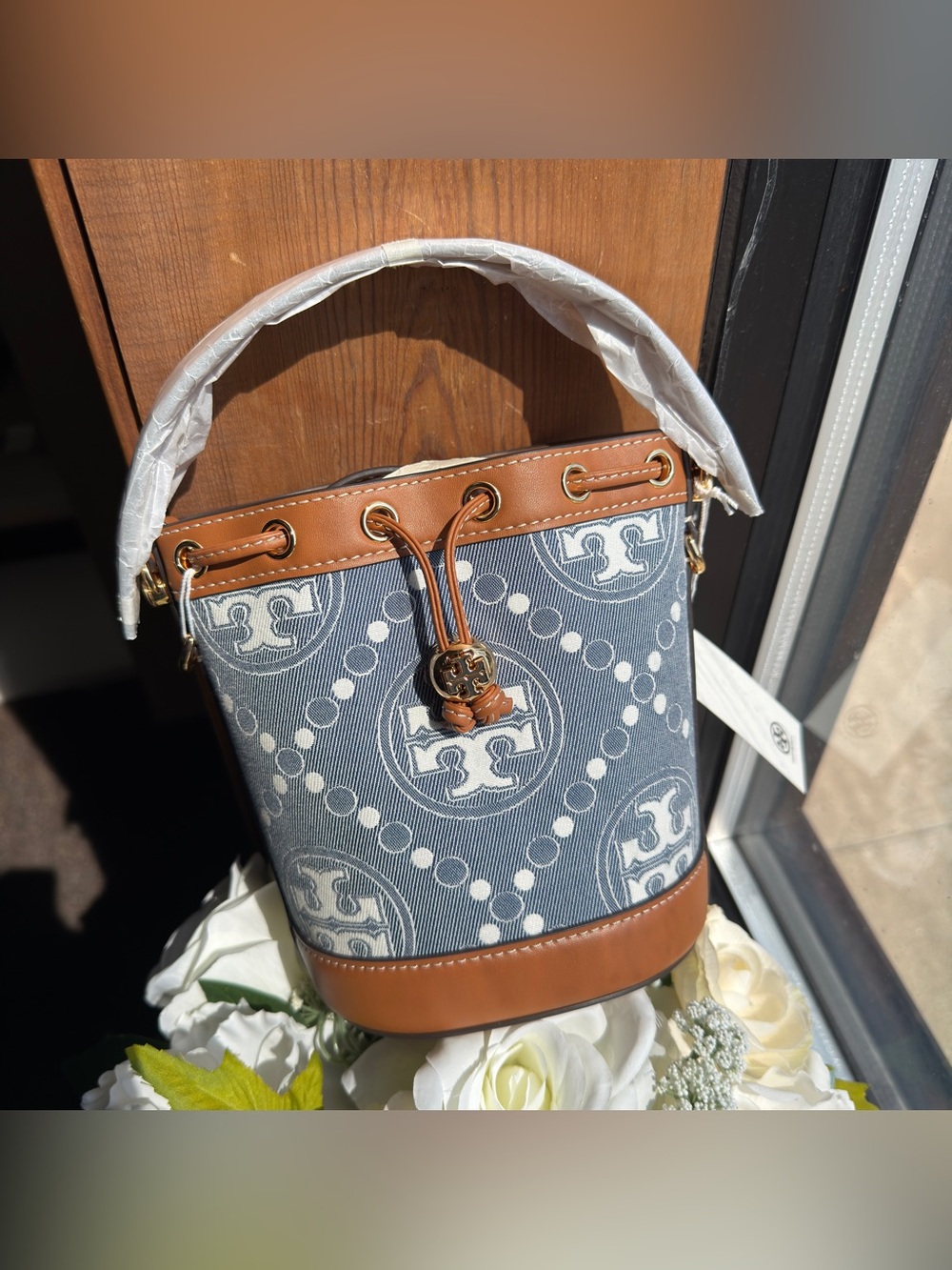Tory Burch T monogram DENIM MINI BUCKET BAG 159638